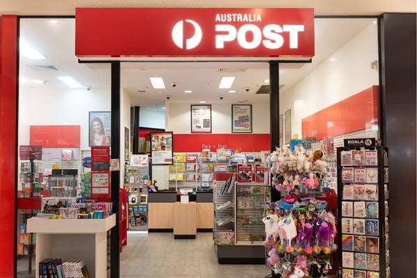 Australia Post outlet front of shop with giftware, plush toys and retail products
