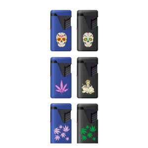 Zengaz Twin Jet Lighter - Rubberized Blue/Black with Design
