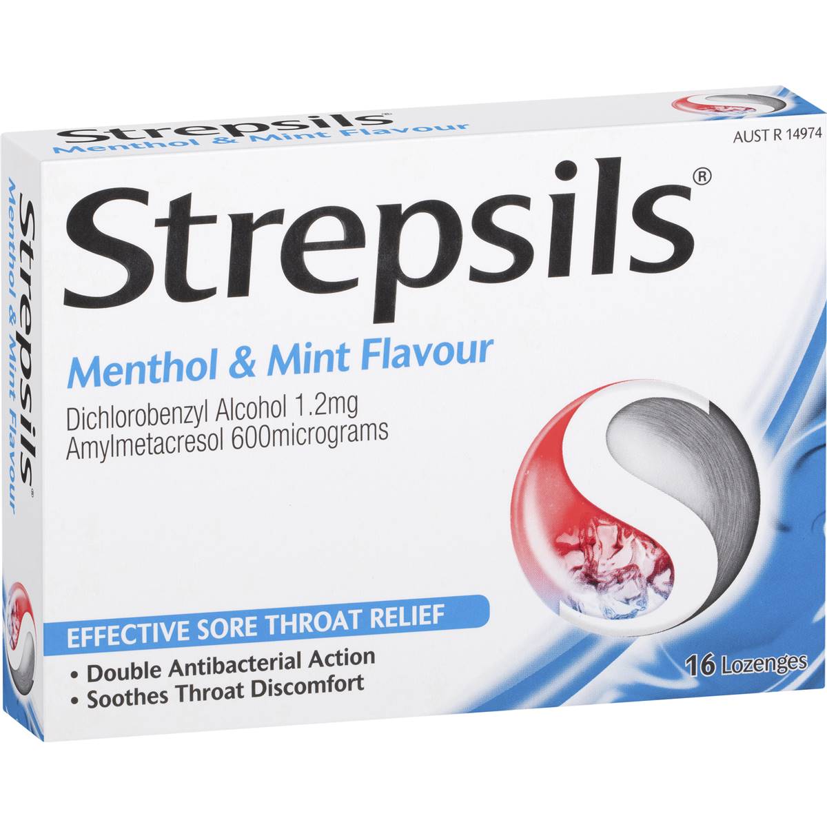 Strepsils Sore Throat Lozenges 16 Pack - Menthol & Mint