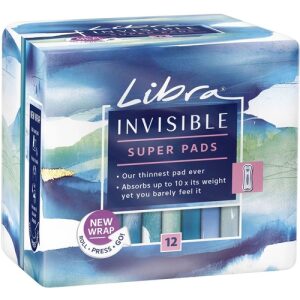 Libra Invisible Super Pads With  No Wings - 12 Pack