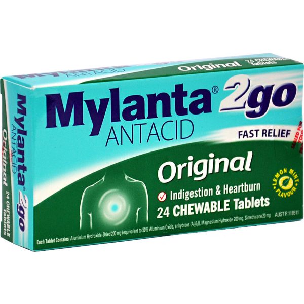 Mylanta 2 Go Original Chewable Tablets - 24 Pack