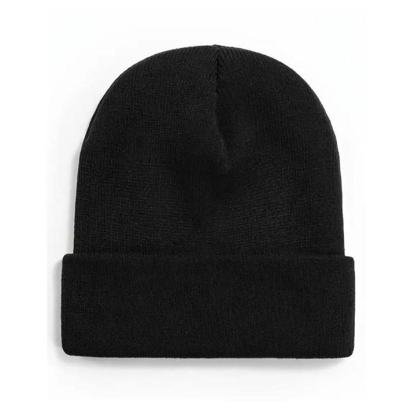 Knitted Plain Beanie - Black