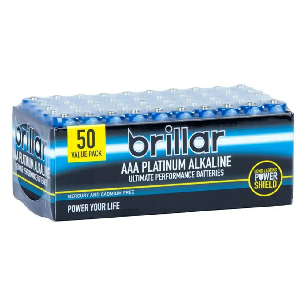 Brillar Premium Alkaline AAA Batteries - 50 Pack