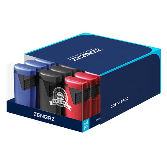 Zengaz Twin Jet Lighter - Rubberized Blue/Black with Design - Image 2