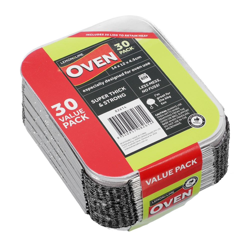 Foil Containers With Lid 14cm - 30 Pack