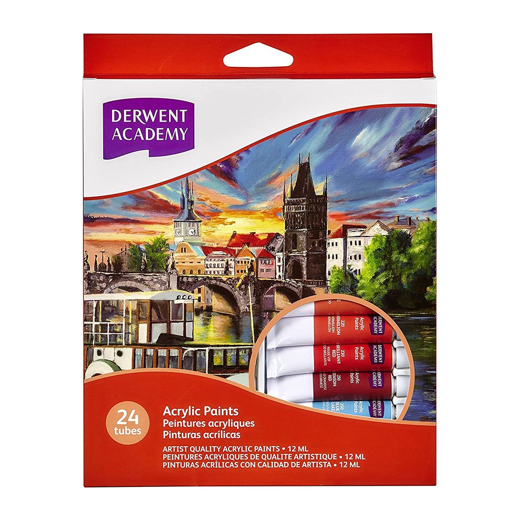 Derwent Academy Acrylic Paints 12ml - 24 Pack