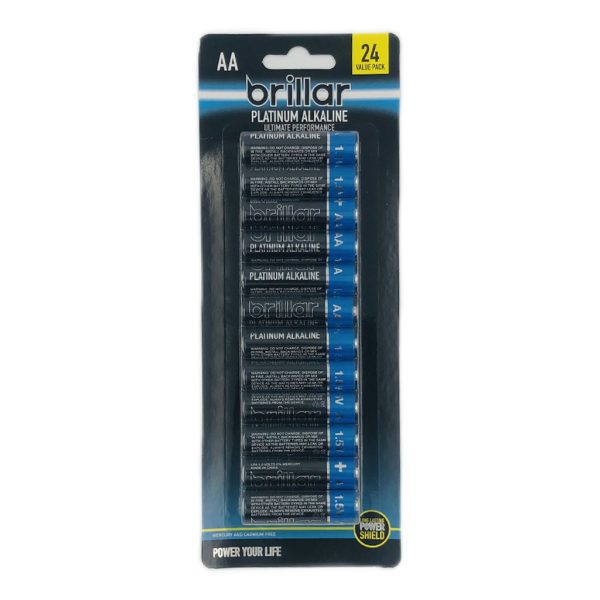 Brillar Premium Alkaline AA Batteries - 24 Pack