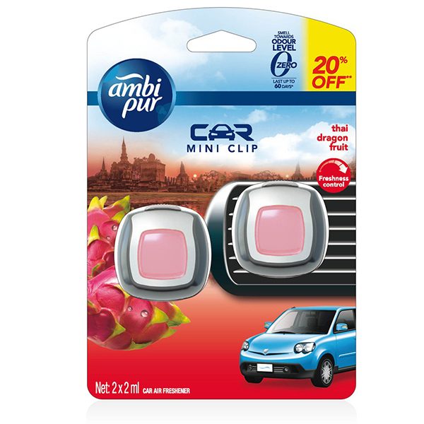 Ambi Pur Car Air Freshener Mini Clip Thai Dragon Fruit 2ml
