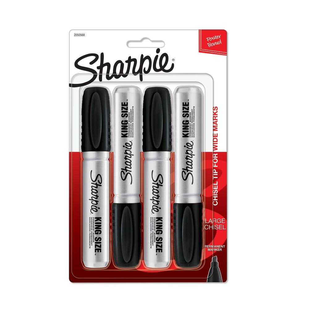 Sharpie Permanent Markers - Black - King Size - 4 Pack