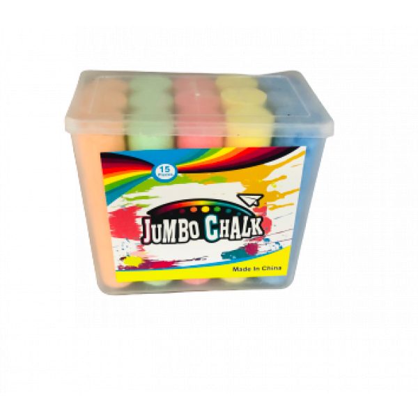 Jumbo Chalk In Rectangle Plastic Tub - 15 Pack