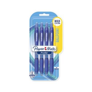 Paper Mate Profile Ball Point Pens - Blue - 4 Pack