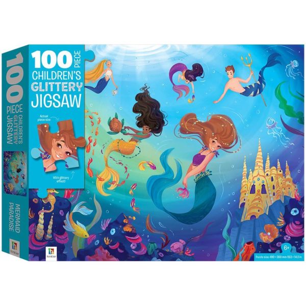100 Piece Textured Children’s Jigsaw Puzzle: Glittery Mermaid