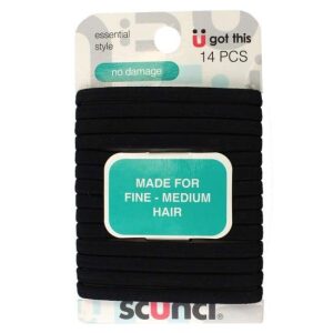 Scunci Black Hair Tie For Fine - Medium Hair - 14pcs