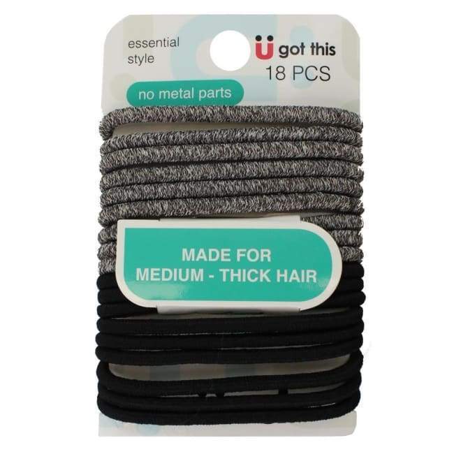 Scunci Black Hair Tie For Medium - Thick Hair - 18pcs