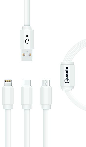 3-in-1 USB Cable - 1m(White) - Image 2