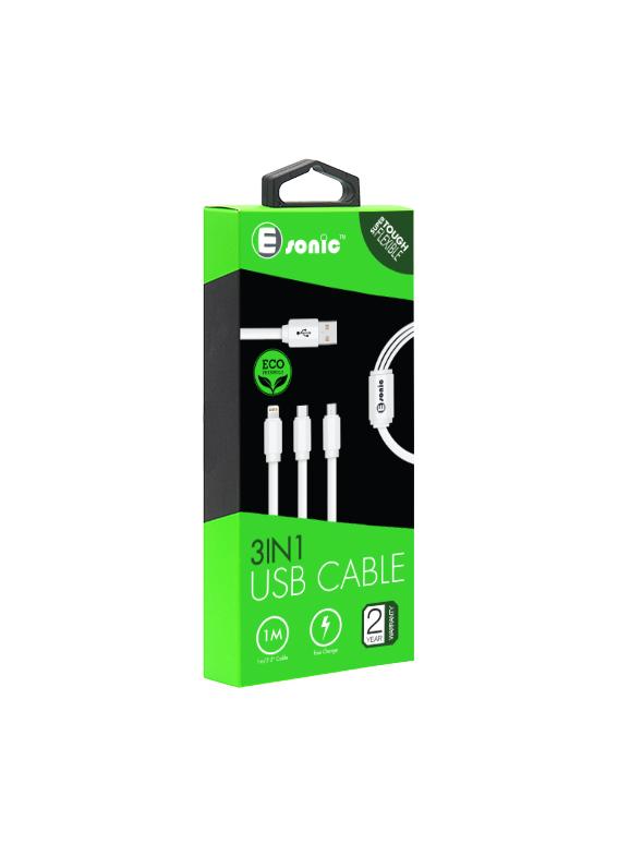 3-in-1 USB Cable - 1m(White)