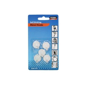 Self Sticking Metal Round Hooks - 1.5cm - 5 Pack