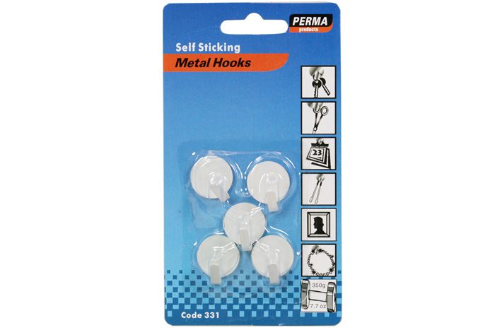 Self Sticking Metal Round Hooks - 1.5cm - 5 Pack