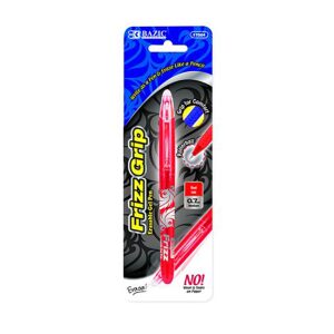 Bazic Frizz Erasable Gel Pen With Grip - Red Ink - 0.7mm