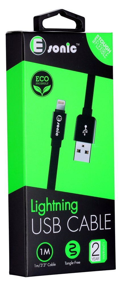 Premium Eco Lightning Flat Cable - 1m(Black)