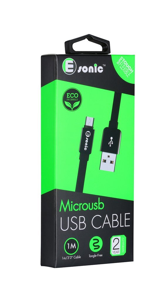 Premium Eco Micro USB Flat Cable - 1m(Black)