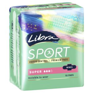 Libra Invisible Sport Pads Super with Wings - 10 Pack