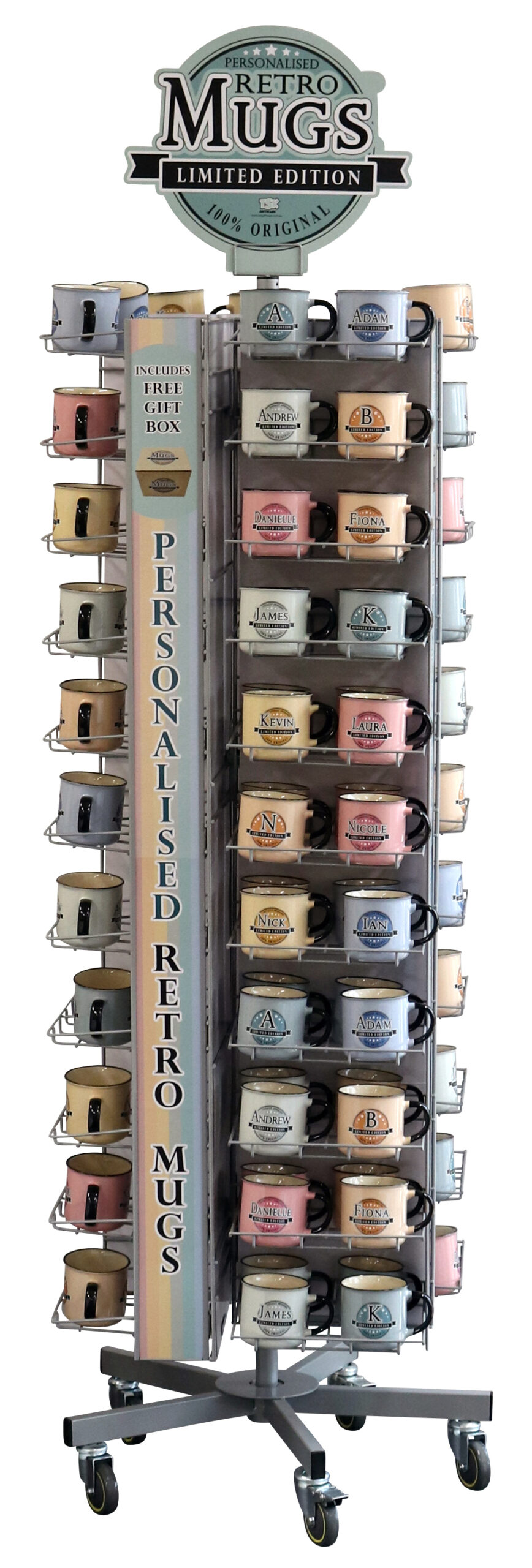 Personalized Name Retro Mugs Floor Stand