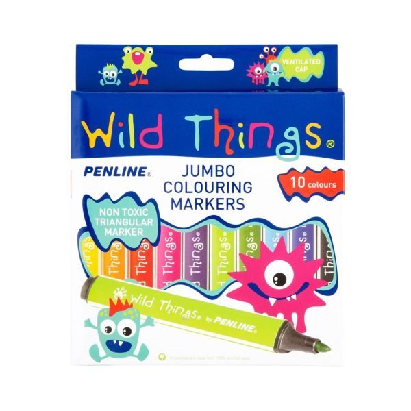Penline Wild Things Jumbo Colouring Markers 10-Pack - Multi