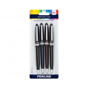 Penline Manhattan Blue Ink Ball Point Pens 4-Pack