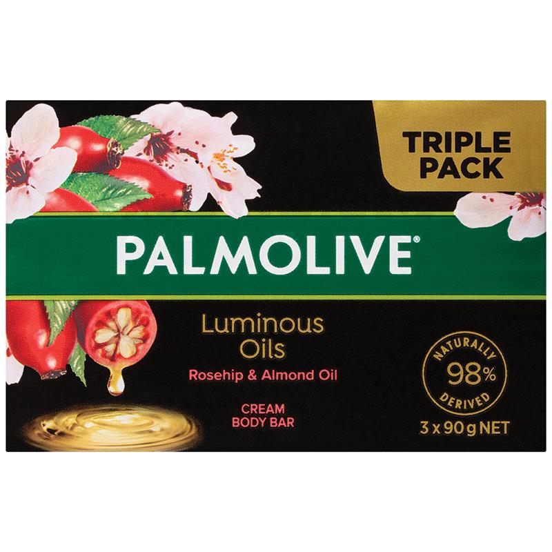 Palmolive Luminous Oils Rosehip & Almond Oil Cream Body Bar - 90g - 3 Pack
