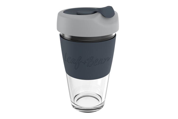 Sorrento Leaf & Bean Reusable Glass Cup - 454ml(16oz) - Black
