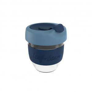 Sorrento Leaf & Bean Reusable Glass Cup - 227ml(80z) - Blue