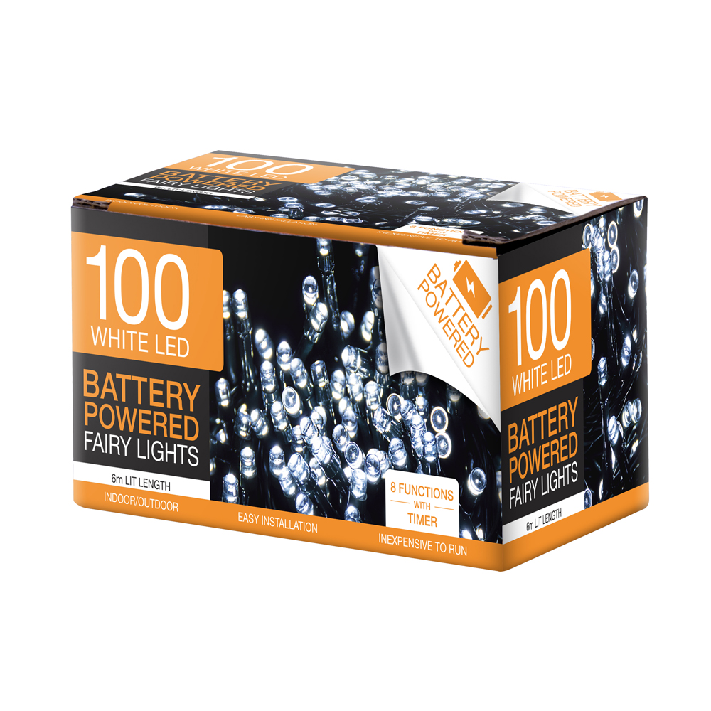 100 LED Coolwhite Lights 8 Function with Timer