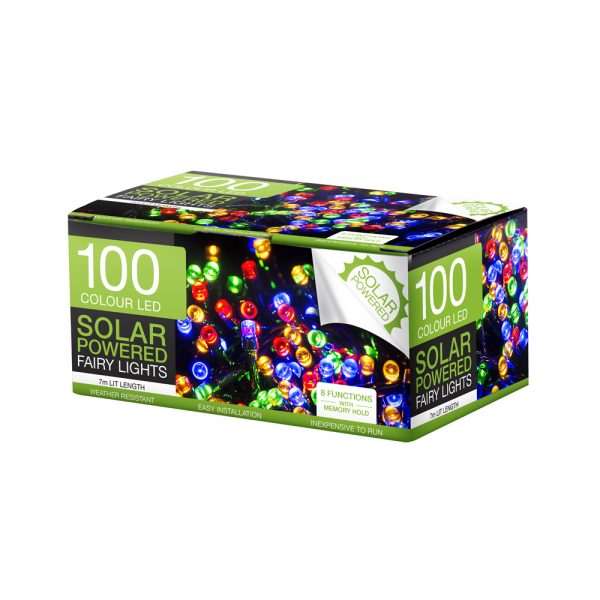 Solar 100 Led Fairy Lights 8F Memory Hold - CDU
