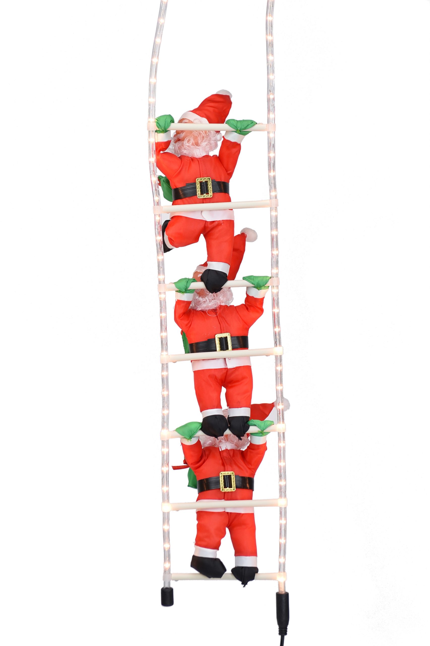 3 Climbing Santas On 2 Mtr Led Rope