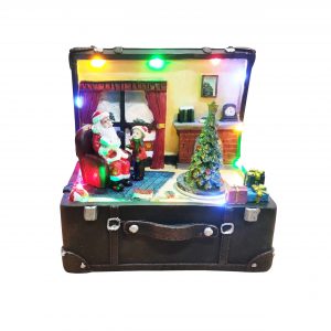 Musical Santa In Suitcase W/Fireplace 19