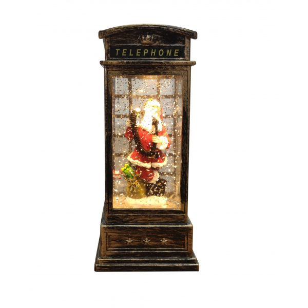Telephone Box Swirling Snowglobe W/Santa(Pre-Order)