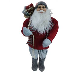 Santa Figurine W/Wool Jumper & Scarf - 80cm
