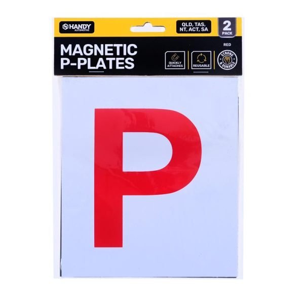 P Plate QLD/TAS/NT/ACT/SA Red Magnetic 2pk