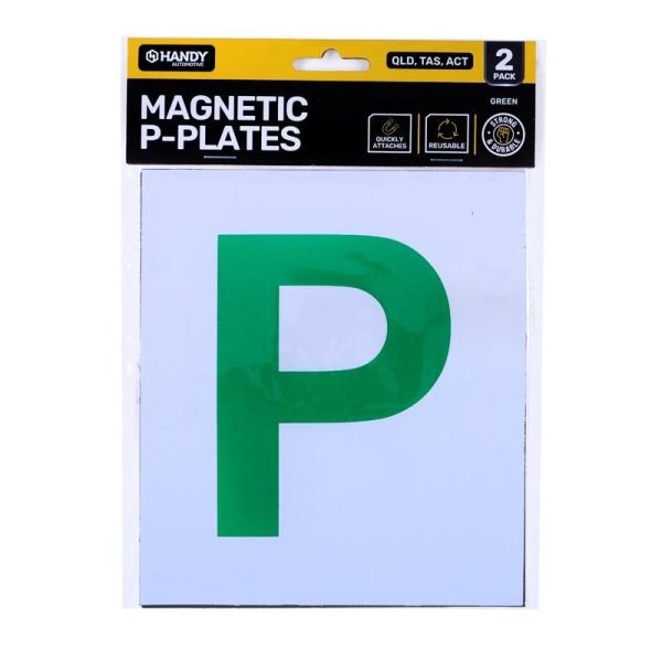 P Plate QLD/TAS/ACT Green Magnetic 2pk