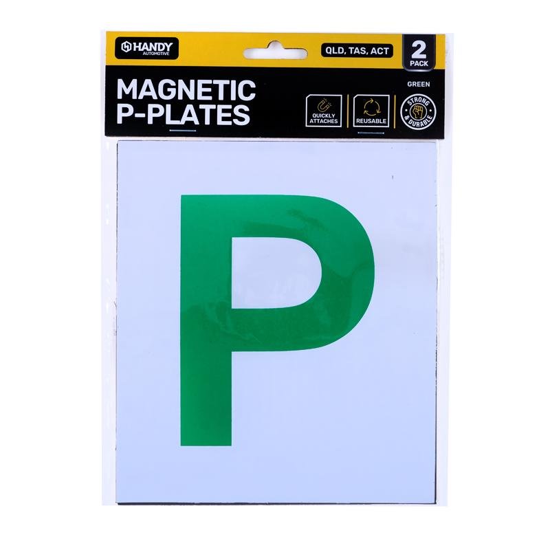P Plate QLD/TAS/ACT Green Magnetic 2pk