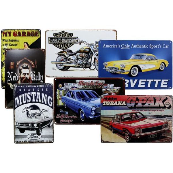 Assorted Metal Tin Plates - 20x30cm