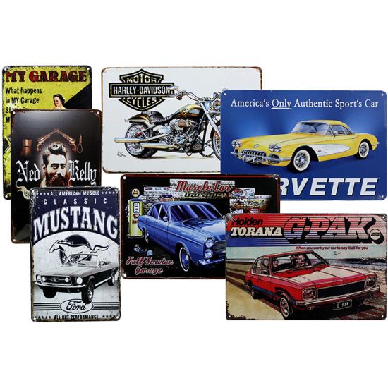 Assorted Metal Tin Plates - 20x30cm