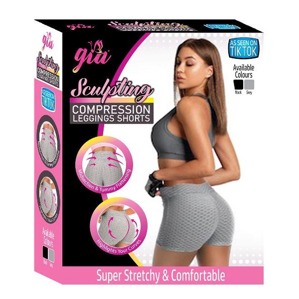 Gia Sculpting Compression Work Out Shorts Grey - As Seen on Tiktok