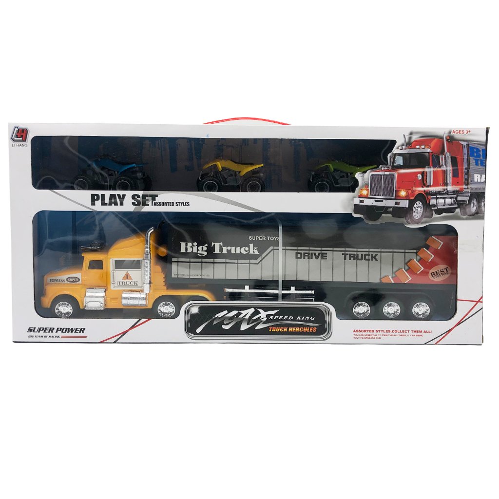 Large Truck With 3 Quad Bikes Cars Playset