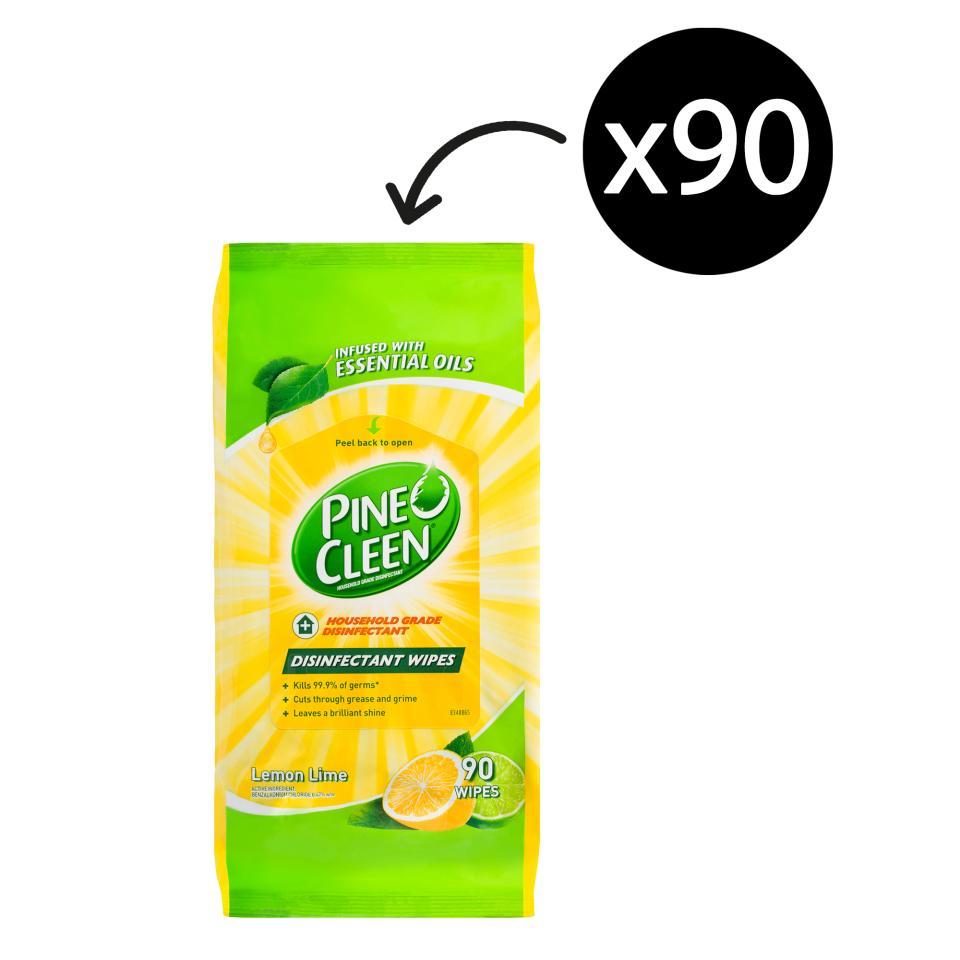 Pine O Cleen Household Grade Wipes Lemon Lime - 90 Pack