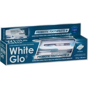 White Glo Probiotic Teeth Whitening Toothpaste 150g with Toothbrush