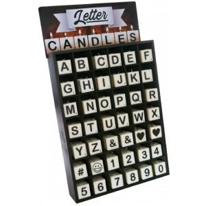 Assorted Scrabble Tile Candles with Stand