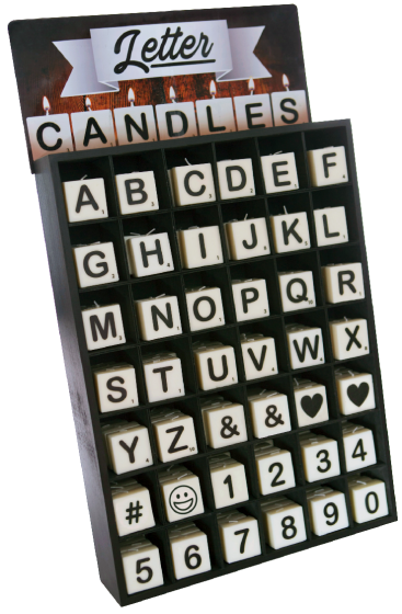 Assorted Scrabble Tile Candles with Stand