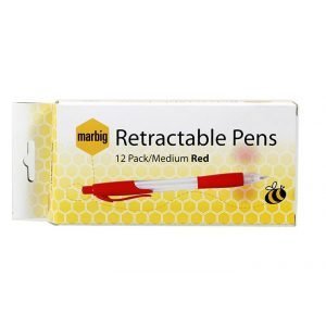 Marbig Medium Retractable Pens - Red - 12 Pack
